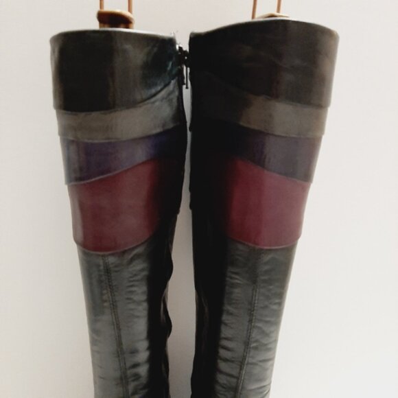 ARNOLD CHURGIN Handmade Colorblock Knee High Tall Boot Genuine Leather Sz US 6.5 - Picture 10 of 15